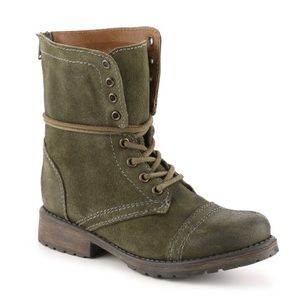 Steve Madden Fame Green Suede Combat Boots